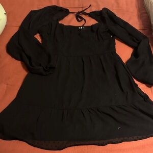 Divided Black Long Sleeve Dress